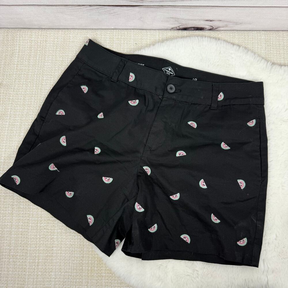 St Johns Bay Women's Chino Shorts Embroidered Watermelon Size 10